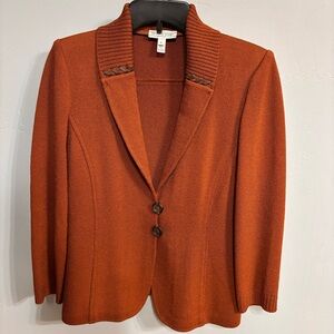 EUC St John Sport Stunning Rust Women's Knit Blazer - Sz S (Fits like Medium)